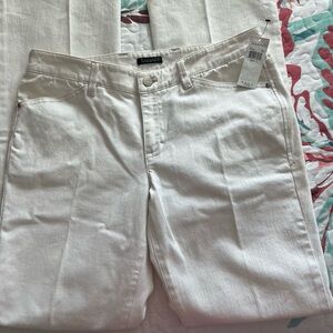 Tahari White Denim Jeans with Branded Button